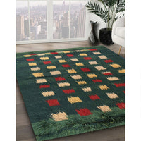 Contemporary Dark Olive Green Modern Rug, con1205