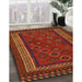 Contemporary Saddle Brown Oriental Rug in Family Room, con1206