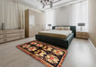 Contemporary Deep Red Modern Rug in a Bedroom, con1207