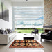 Square Contemporary Deep Red Modern Rug in a Living Room, con1207