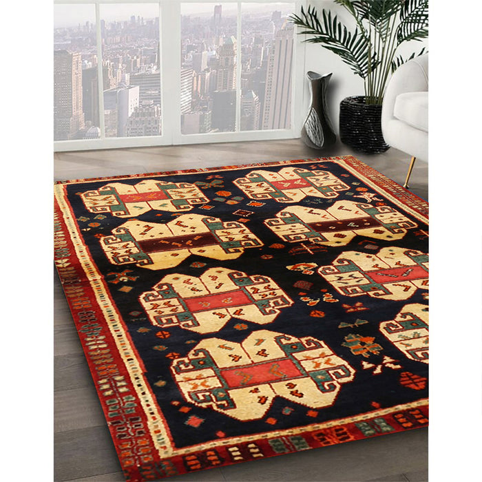 Contemporary Deep Red Modern Rug in Family Room, con1207