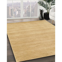 Contemporary Yellow Solid Rug, con120