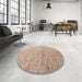 Round Contemporary Orange Salmon Pink Modern Rug in a Office, con1211