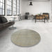 Round Contemporary Khaki Green Modern Rug in a Office, con1212