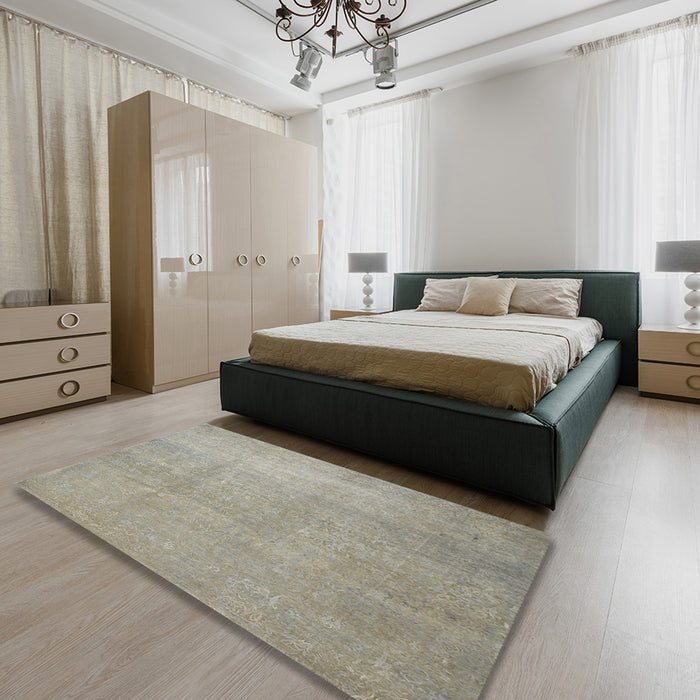 Machine Washable Contemporary Khaki Green Rug in a Bedroom, wshcon1212