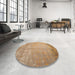 Round Contemporary Sand Brown Modern Rug in a Office, con1213