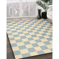 Contemporary Dark Gray Checkered Rug, con1214