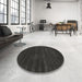 Round Machine Washable Contemporary Charcoal Black Rug in a Office, wshcon121