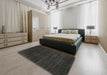 Contemporary Charcoal Black Modern Rug in a Bedroom, con121