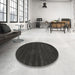 Round Contemporary Charcoal Black Modern Rug in a Office, con121