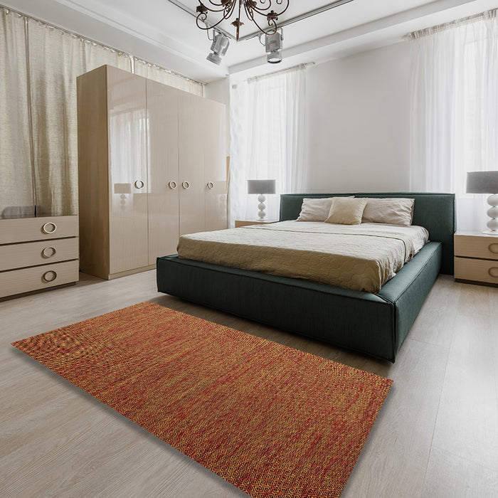 Machine Washable Contemporary Saffron Red Rug in a Bedroom, wshcon1222
