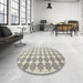 Round Contemporary Sage Green Modern Rug in a Office, con1225