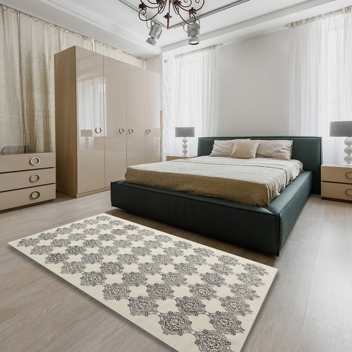Contemporary Sage Green Modern Rug in a Bedroom, con1225