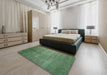 Contemporary Green Modern Rug in a Bedroom, con1228