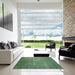 Square Machine Washable Contemporary Green Rug in a Living Room, wshcon1228