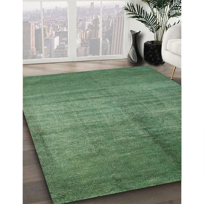 Machine Washable Contemporary Green Rug in a Family Room, wshcon1228