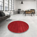 Round Machine Washable Contemporary Red Rug in a Office, wshcon122