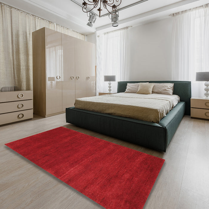 Contemporary Red Modern Rug in a Bedroom, con122