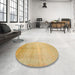 Round Contemporary Yellow Modern Rug in a Office, con1230