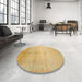 Round Machine Washable Contemporary Yellow Rug in a Office, wshcon1230