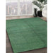 Contemporary Forest Green Modern Rug in Family Room, con1231