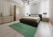 Contemporary Forest Green Modern Rug in a Bedroom, con1231