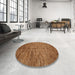 Round Machine Washable Contemporary Mahogany Brown Rug in a Office, wshcon1233
