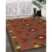 Contemporary Saddle Brown Southwestern Rug, con1235