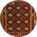 Square Machine Washable Contemporary Saddle Brown Rug, wshcon1237