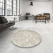 Round Machine Washable Contemporary Sage Green Rug in a Office, wshcon1238