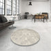 Round Contemporary Sage Green Modern Rug in a Office, con1238