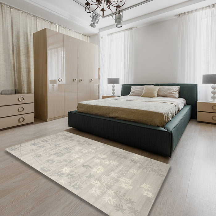 Machine Washable Contemporary Sage Green Rug in a Bedroom, wshcon1238