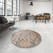 Round Contemporary Dark Almond Brown Modern Rug in a Office, con1239