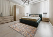 Contemporary Dark Almond Brown Modern Rug in a Bedroom, con1239