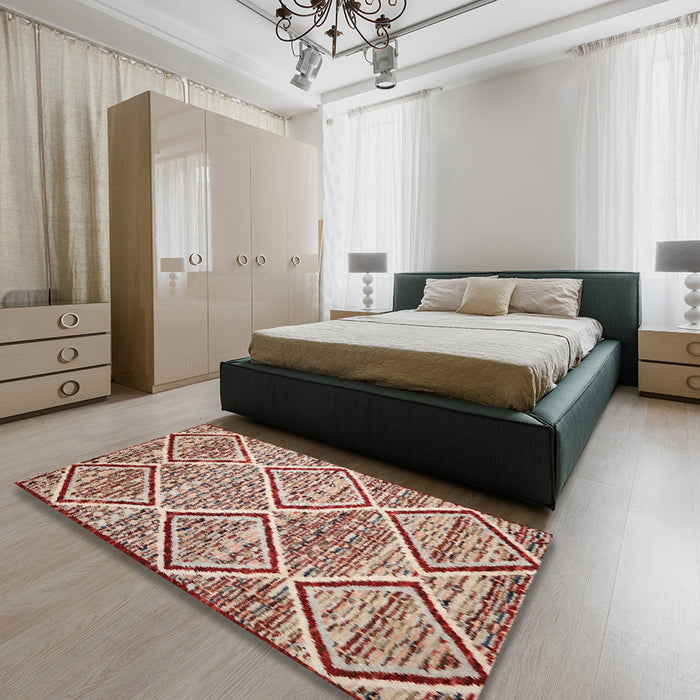 Machine Washable Contemporary Brown Rug in a Bedroom, wshcon1240