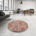 Round Machine Washable Contemporary Brown Rug in a Office, wshcon1240