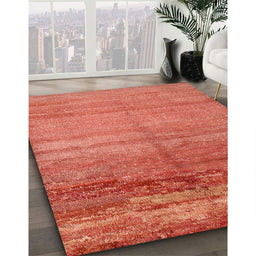 Contemporary Red Modern Rug in Family Room, con1241