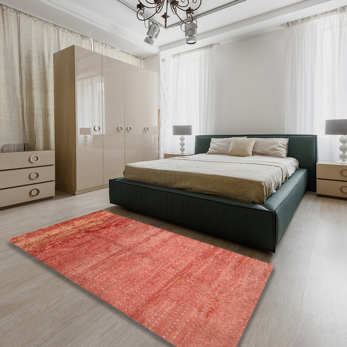 Machine Washable Contemporary Fire Red Rug in a Bedroom, wshcon1241