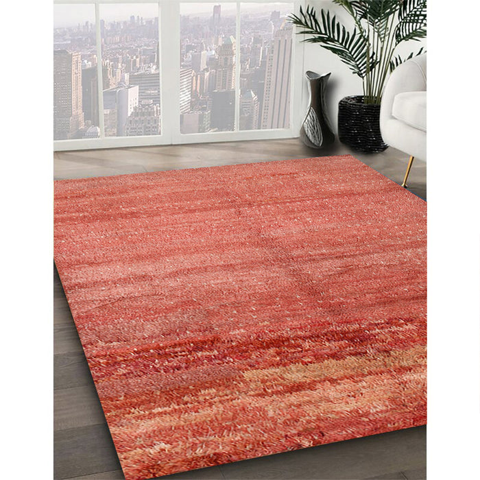 Contemporary Red Modern Rug in Family Room, con1241