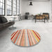 Round Machine Washable Contemporary Brown Rug in a Office, wshcon1242
