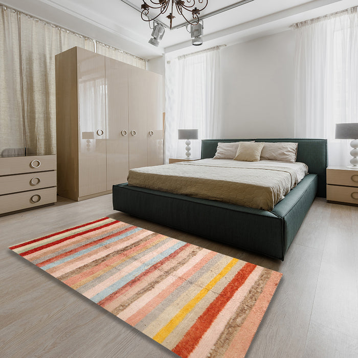 Contemporary Brown Southwestern Rug in a Bedroom, con1242