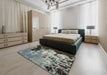 Contemporary Dark Gray Modern Rug in a Bedroom, con1243