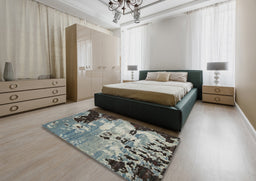 Contemporary Dark Gray Modern Rug in a Bedroom, con1243