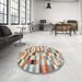 Round Machine Washable Contemporary Dark Almond Brown Rug in a Office, wshcon1244