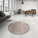 Round Contemporary Rose Pink Modern Rug in a Office, con1245