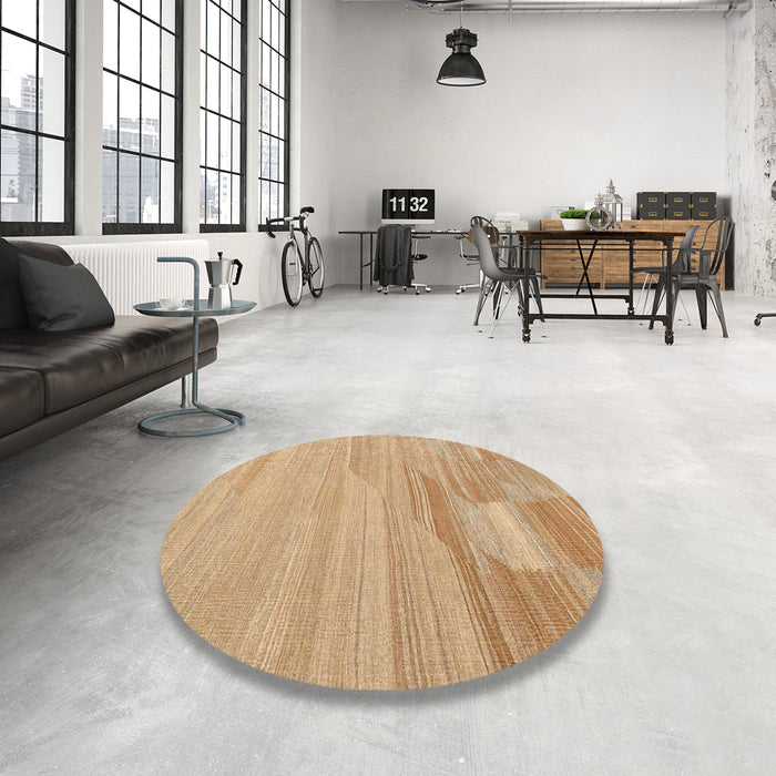 Round Contemporary Sandy Brown Modern Rug in a Office, con1246