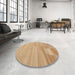 Round Contemporary Sandy Brown Modern Rug in a Office, con1246