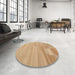 Round Machine Washable Contemporary Sandy Brown Rug in a Office, wshcon1246