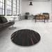 Round Machine Washable Contemporary Charcoal Black Rug in a Office, wshcon1248