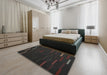 Machine Washable Contemporary Charcoal Black Rug in a Bedroom, wshcon1248